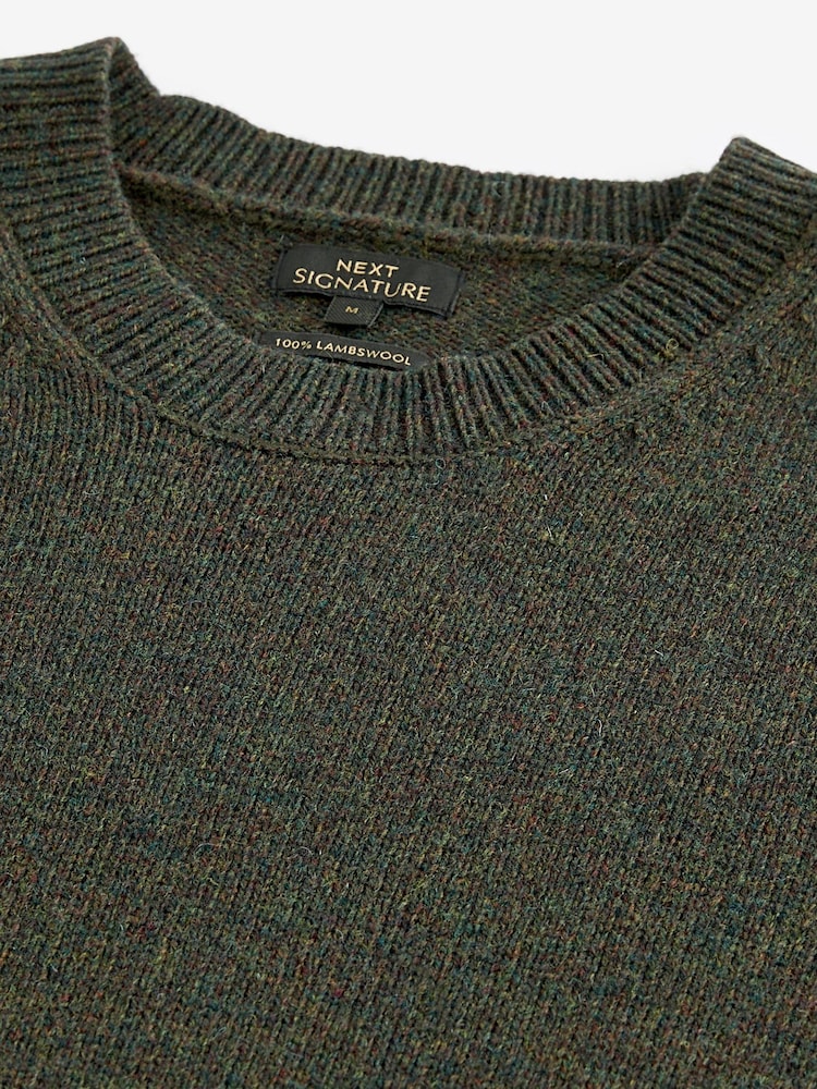 Green Crew Neck Regular Signature Lambswool Jumper - Image 7 of 8