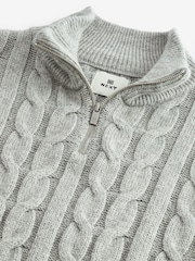 Grey Regular Cable Zip Neck Jumper With Wool - Image 7 of 8