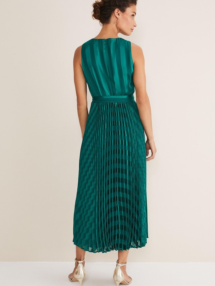 Phase Eight Green Beverley Stripe Jacquard Midaxi Dress - Image 2 of 6
