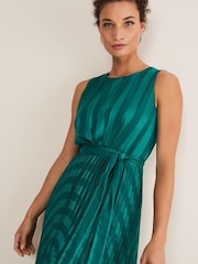 Phase Eight Green Beverley Stripe Jacquard Midaxi Dress - Image 4 of 6