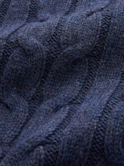 Blue Regular Cable Zip Neck Jumper With Wool - Image 9 of 9
