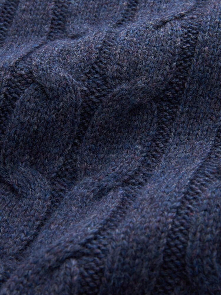 Blue Regular Cable Zip Neck Jumper With Wool - Image 9 of 9 Blue Regular Cable Zip Neck Jumper With Wool - Image 9 of 9