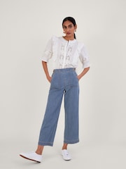 Monsoon Blue Light Harper Crop Wide Leg Pull-On Jeans - Image 3 of 4