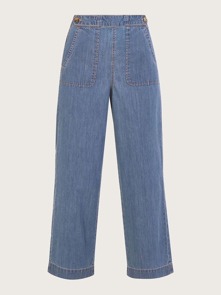 Monsoon Blue Light Harper Crop Wide Leg Pull-On Jeans - Image 4 of 4 Monsoon Blue Light Harper Crop Wide Leg Pull-On Jeans - Image 4 of 4