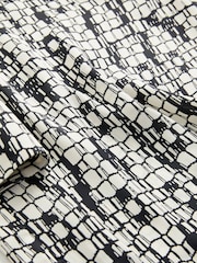 Black/White Printed Curved Hem Satin Formal T-Shirt Short Sleeves Top - Image 6 of 6