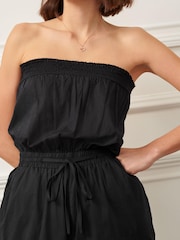 Black Cargo Bandeau Strapless Jumpsuit - Image 4 of 6