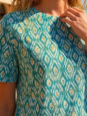Roman Blue Ikat Print Stretch T-Shirt - Image 4 of 4