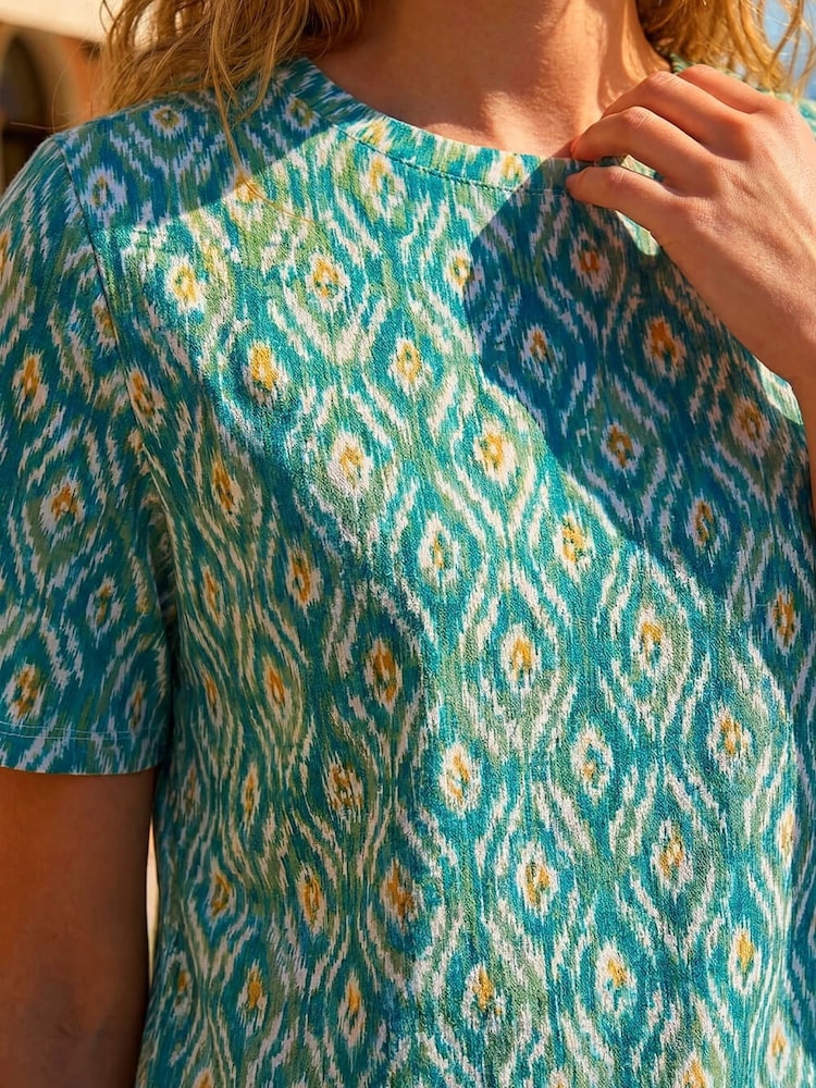 Roman Blue Ikat Print Stretch T-Shirt - Image 4 of 4