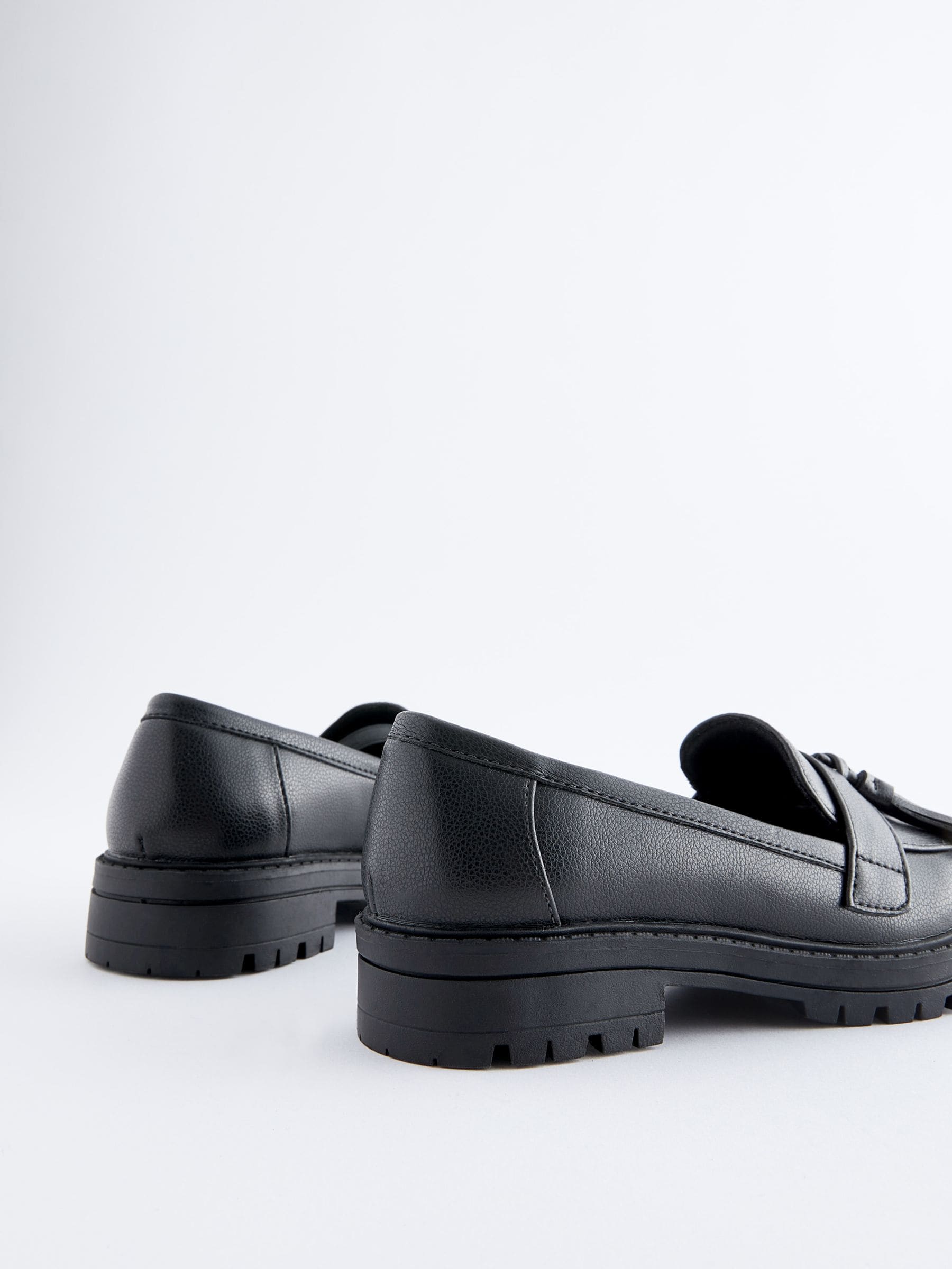 Buy Matt Black Standard Fit (F) School Chunky Tassel Loafers from