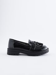 Black Patent School Chunky Tassel Loafers - Image 2 of 6