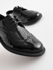 Black Patent School Lace-Up Brogue Detail Shoes - Image 5 of 7