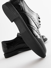 Black Patent School Lace-Up Brogue Detail Shoes - Image 6 of 7