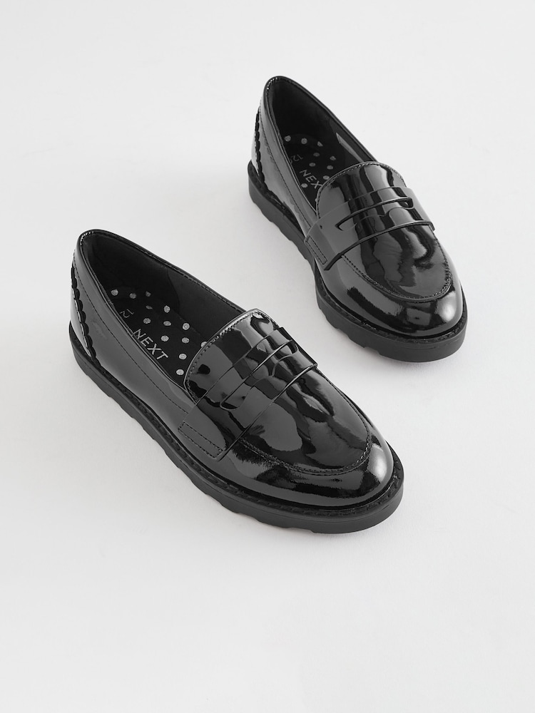 Brevet noir - Mocassins School en cuir à semelle slim - Image 1 of 7