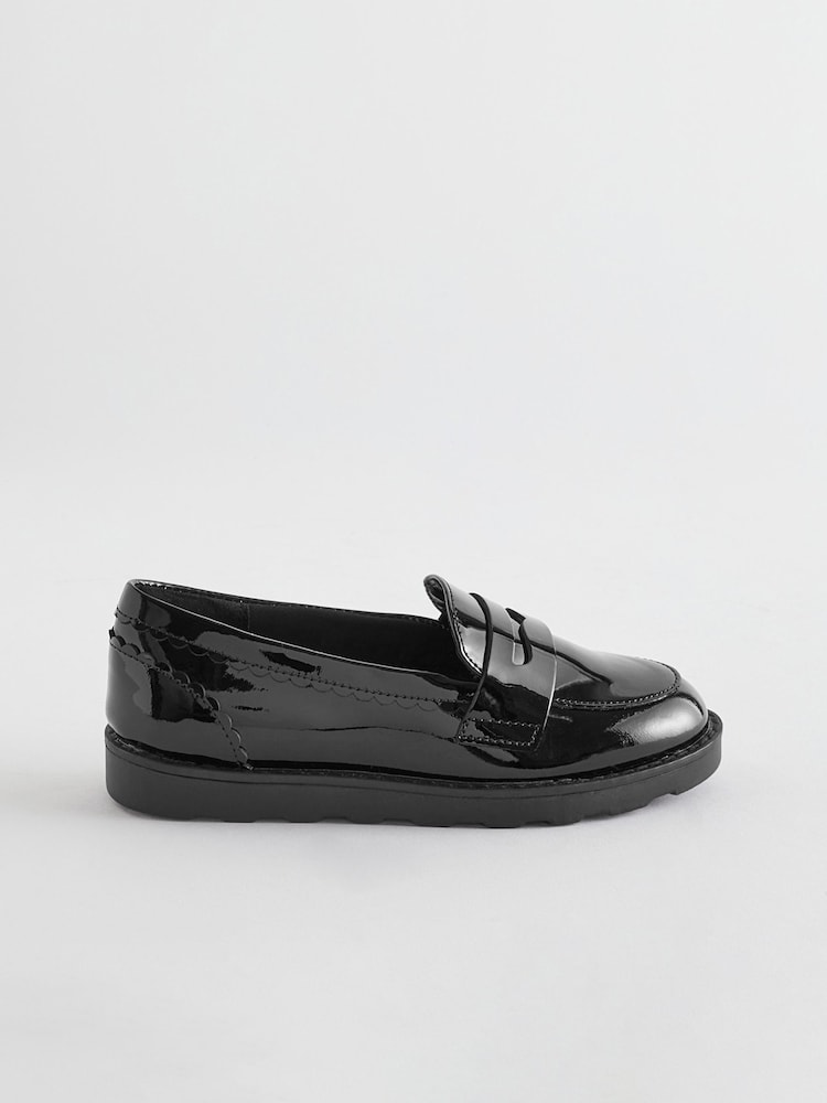 Brevet noir - Mocassins School en cuir à semelle slim - Image 2 of 7