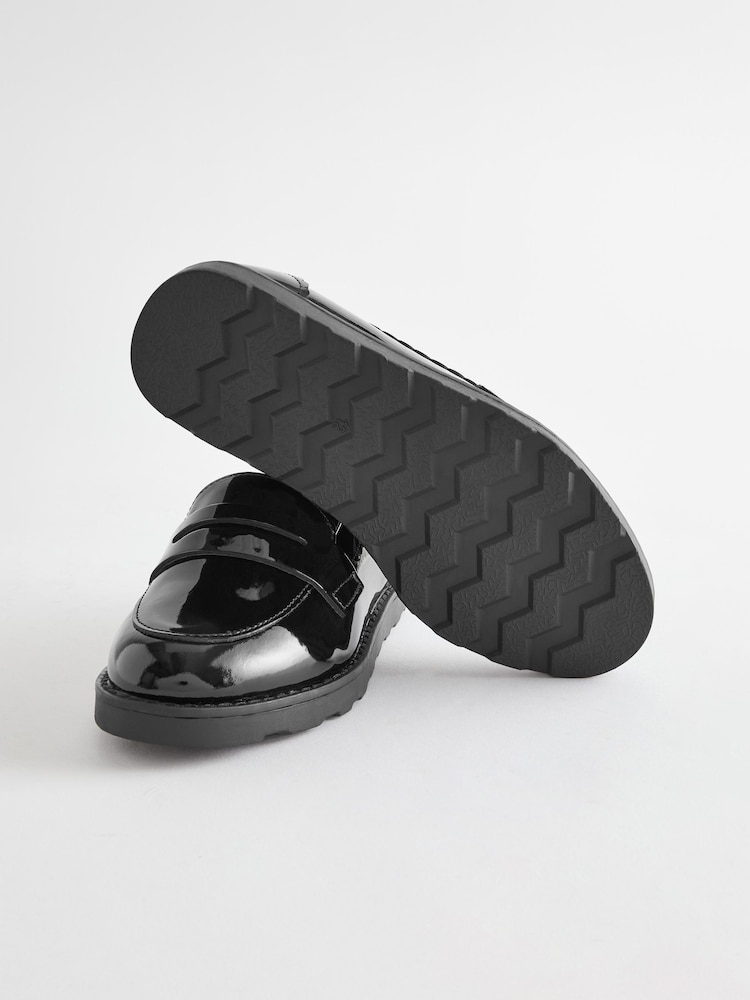 Brevet noir - Mocassins School en cuir à semelle slim - Image 5 of 7