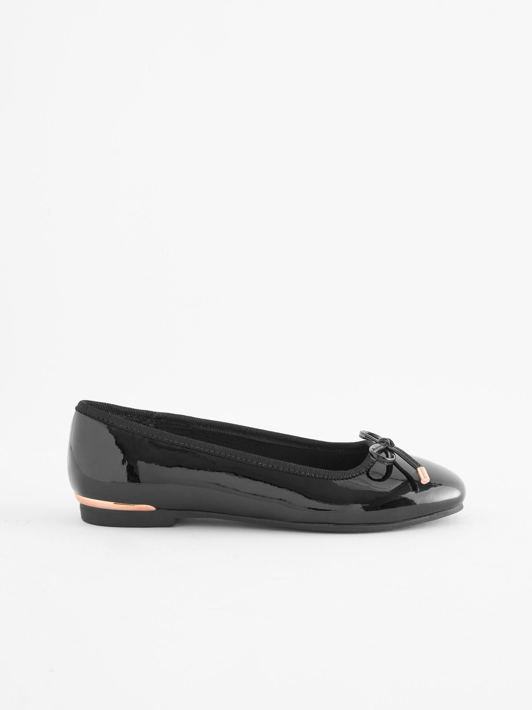Black Patent School Bow Ballet Shoes