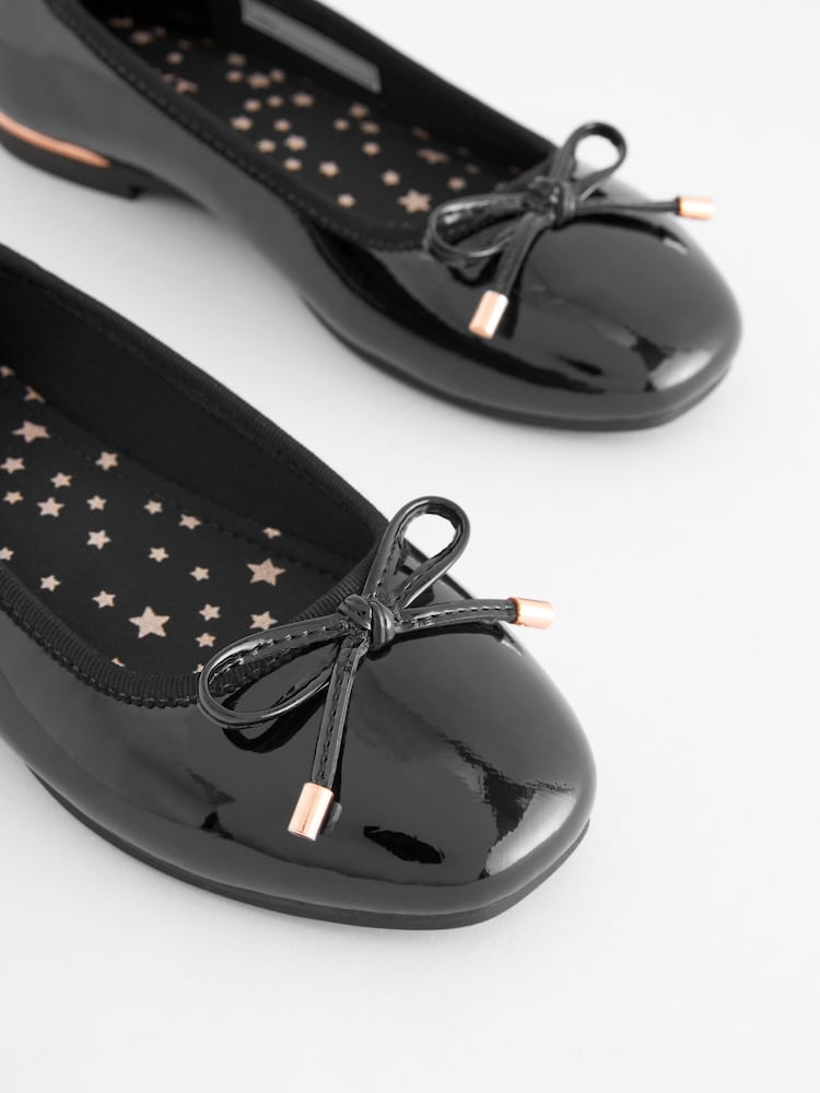 Buy Black Patent School Bow Ballet Shoes from the Next UK online shop