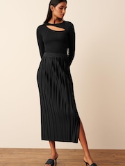 Black Plisse Midi Skirt - Image 1 of 4