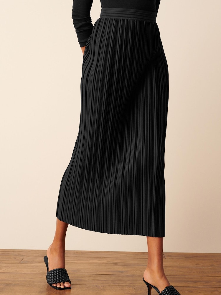 Black Plisse Midi Skirt - Image 2 of 4