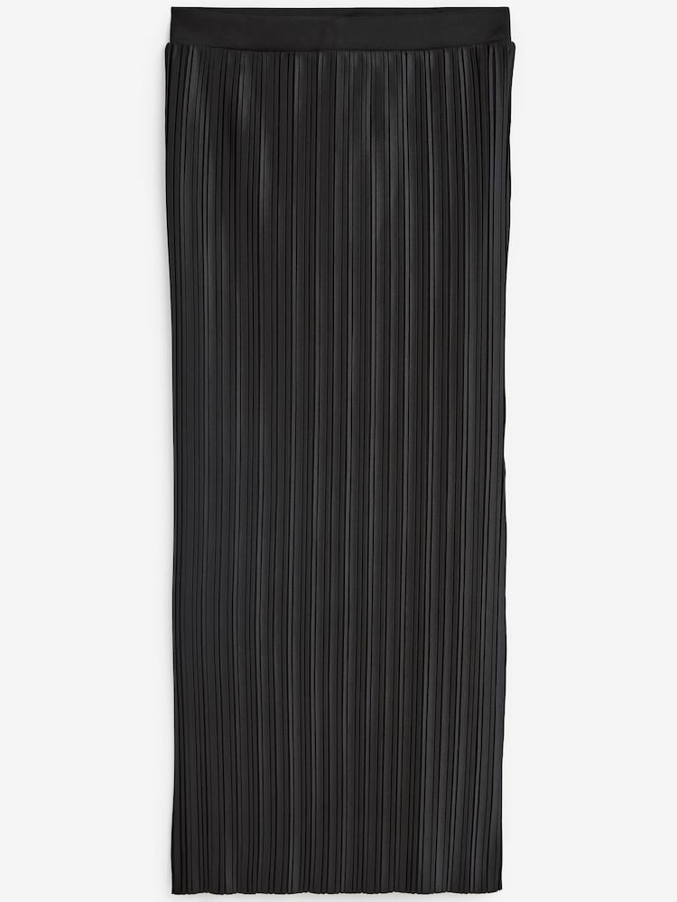 Black Plisse Midi Skirt - Image 3 of 4