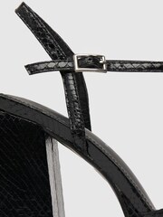 Schuh Black Skylar Snake Square Toe Heels - Image 2 of 4