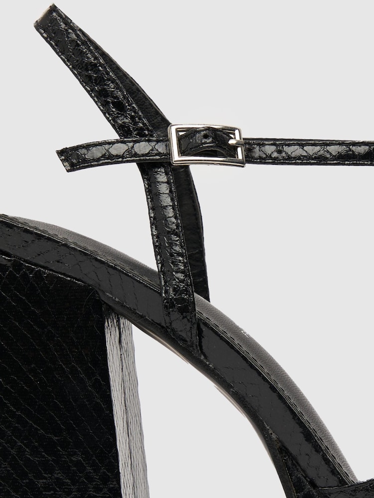 Schuh Black Skylar Snake Square Toe Heels - Image 2 of 4