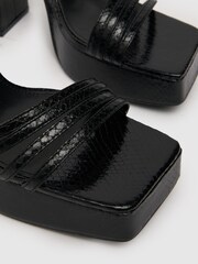 Schuh Black Skylar Snake Square Toe Heels - Image 3 of 4