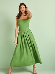 Green Pleated Midi Dress - Image 2 of 5