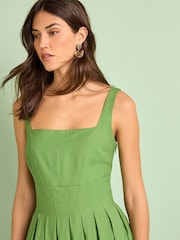 Green Pleated Midi Dress - Image 4 of 5
