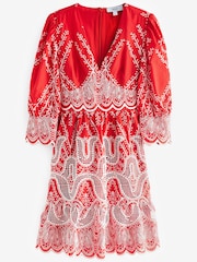 Red Broderie Mini Dress - Image 5 of 5