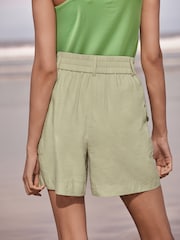 Green Tailored Utility Detail Shorts - Image 4 of 6