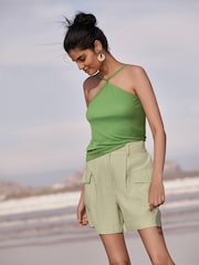 Green Tailored Utility Detail Shorts - Image 5 of 6
