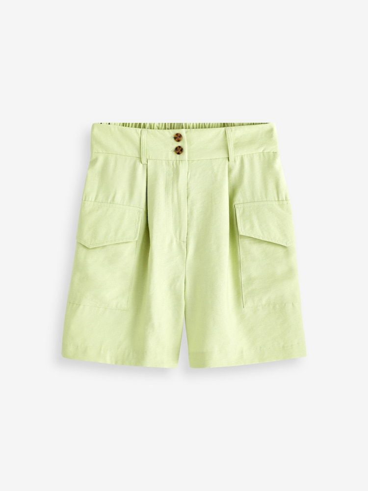 Green Tailored Utility Detail Shorts - Image 6 of 6