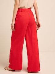 Red Linen Blend Wide Leg Trousers - Image 2 of 4