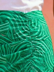 Roman Green Leaf Print Ruffle Midi Skirt - Image 5 of 5