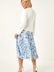 Roman White Petite Scoop Neck Buttoned Jacket - Image 4 of 5