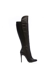 Moda In Pelle Savi Piping Detail Over The Knee Long Suede Boots - Image 1 of 5