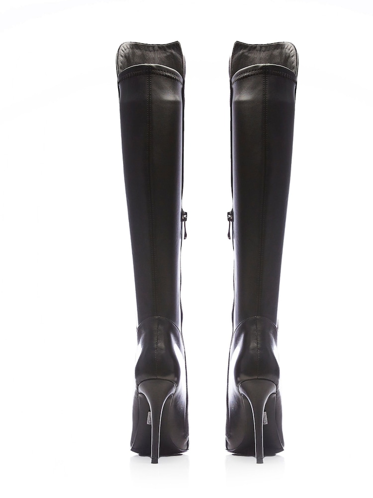 Moda In Pelle Savi Piping Detail Over The Knee Long Suede Boots - Image 2 of 5
