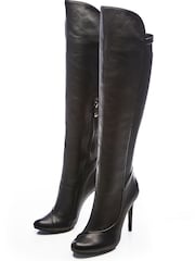 Moda In Pelle Savi Piping Detail Over The Knee Long Suede Boots - Image 3 of 5