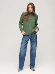 Superdry Green Slouchy Stitch Roll Neck Knit Jumper - Image 2 of 4