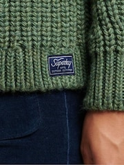 Superdry Green Slouchy Stitch Roll Neck Knit Jumper - Image 4 of 4