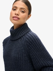 Superdry Blue Slouchy Stitch Roll Neck Knit Jumper - Image 3 of 7