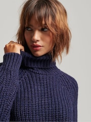 Superdry Blue Slouchy Stitch Roll Neck Knit Jumper - Image 4 of 7