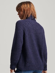 Superdry Blue Slouchy Stitch Roll Neck Knit Jumper - Image 5 of 7