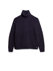 Superdry Blue Slouchy Stitch Roll Neck Knit Jumper - Image 6 of 7