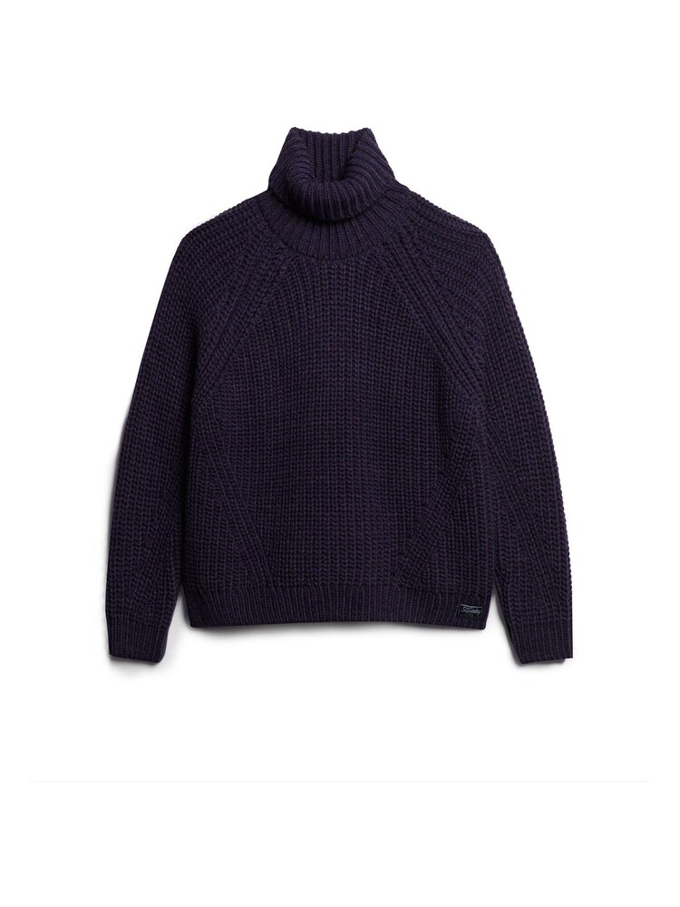 Superdry Blue Slouchy Stitch Roll Neck Knit Jumper - Image 6 of 7
