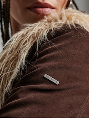 Superdry Light Brown Faux Fur Lined Afghan Coat - Image 4 of 6