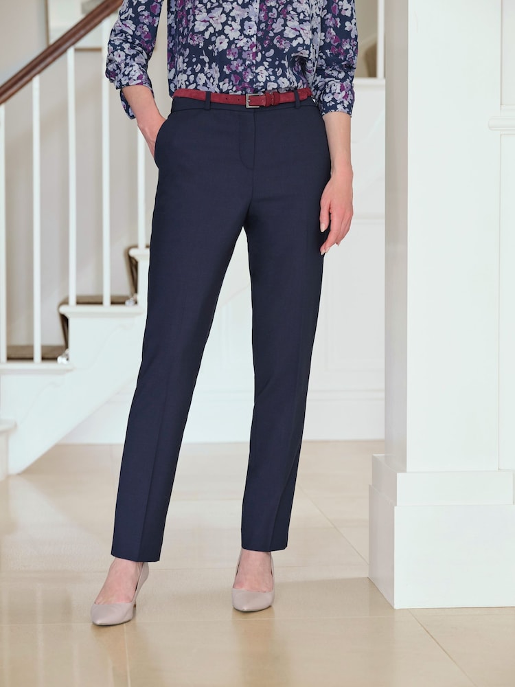 Pure Collection Blue New Wool Slim Leg Trousers - Image 1 of 3