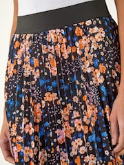 Roman Blue Ditsy Floral Print Pleated Stretch Skirt - Image 5 of 5