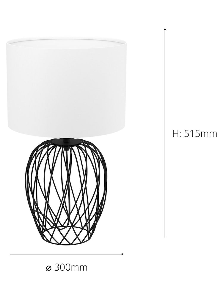 Eglo Black Nimlet Table Lamp Wire Base with White Fabric Shade - Image 3 of 3